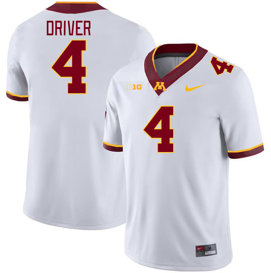 Men #4 Cristian Driver Minnesota Golden Gophers College Football Jerseys Stitched-White